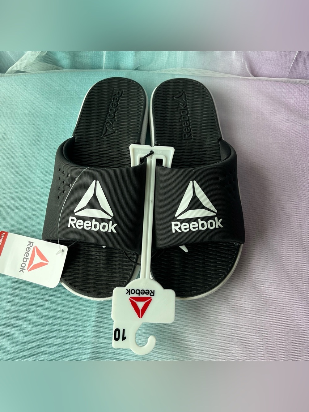 NWT Reebok EVA Confort Lightweight Slides Slip On Sandals Black Women Size 10
